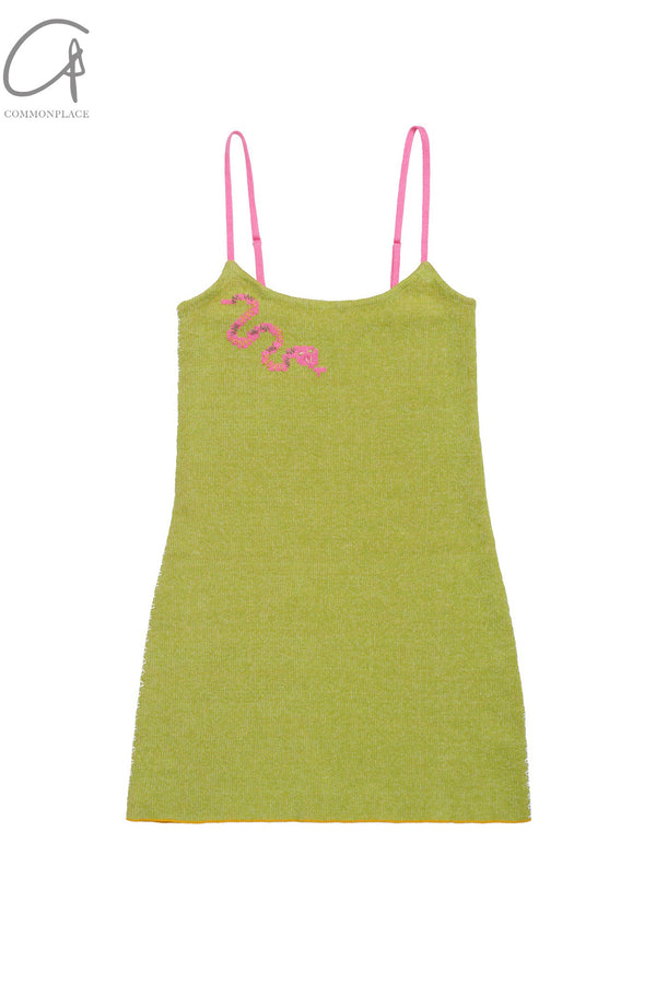 YANYAN KNITS strappy mini dress YYK-YYW24-0731-LV green